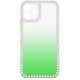 IPhone 12/12 Pro Shaded Effect Clear Silicone Case With Rhinestones Green