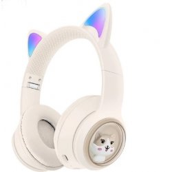 MBaccess AKZ-01 Cat Ear Headphones Wireless Stereo Cuter Beige