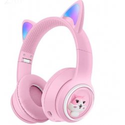 MBaccess AKZ-01 Cat Ear Headphones Wireless Stereo Cuter Pink
