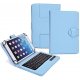 Universal Tablet Book Case 7'' with Keyboard Light Blue