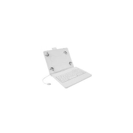 Universal Tablet Book Case 8''-9'' with Keyboard White