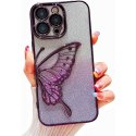 IPhone 12 SemiHard Case Butterfly Liquid Glitter Purple