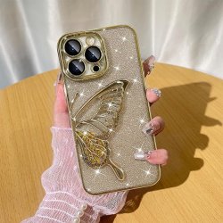 IPhone 11 SemiHard Case Butterfly Liquid Glitter Gold