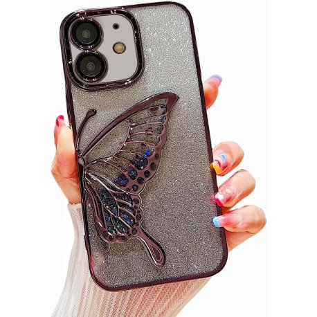 IPhone 11 SemiHard Case Butterfly Liquid Glitter Black