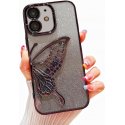 IPhone 11 SemiHard Case Butterfly Liquid Glitter Black