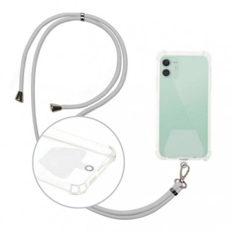 Borofone Universal Cell Phone Lanyard with Adjustable Nylon Neck Strap Black-Grey