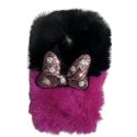 Samsung Galaxy J5 2017 J530 Back Case Faux Fur Hair Soft Warm Hot Pink Black