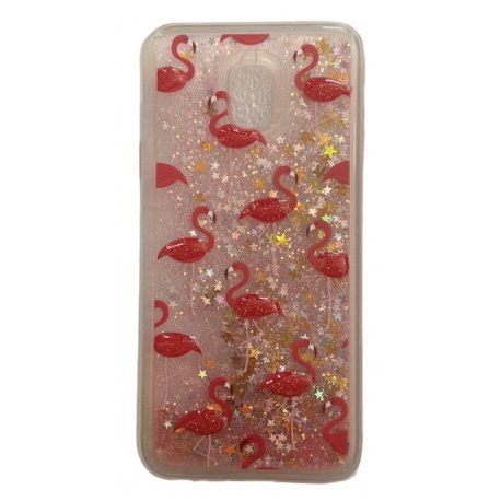 Samsung Galaxy J3 2017 J330 Liquid Glitter Back Case Star Flamingo Pink
