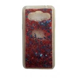 Samsung Galaxy J3 2016 J320 Liquid Glitter Back Case Stars Red