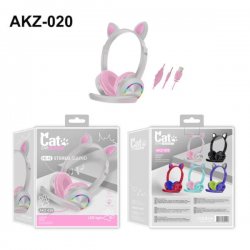 MBaccess AKZ-020 Cat Ear Headphones Wired Stereo Grey/Pink