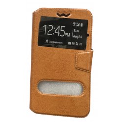 Universal Mobile Case Book S- View 5.3"-5.8" Light Brown