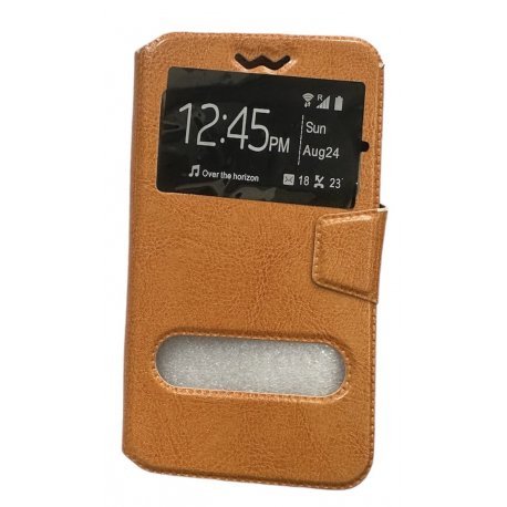 Universal Mobile 4.8''-5.3'' Book Case S-View Light Brown