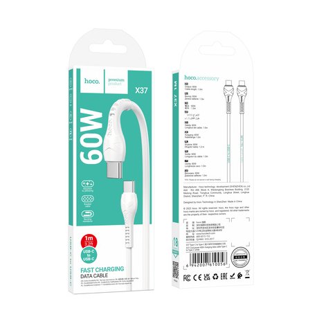 HOCO Cable X37 USB-C - USB-C PD 60W 1M White