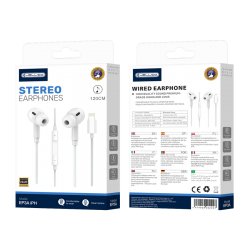 Jellico Wired Earphones EP3A Lightning with Microphone 1.2M White