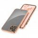 Samsung Galaxy A54 Back Cover Gold Electroplating Transparent Chrome Raised Edges Super Soft-Touch Bumper Case Pink