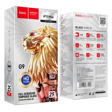 IPhone 15 Plus Hoco G9 HD Full Face Tempered Glass 25 pcs Pack