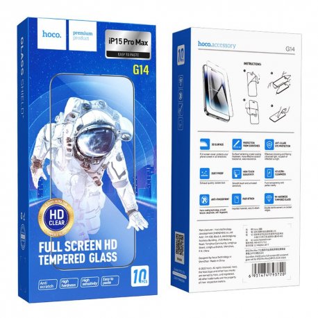 IPhone 15 Pro Max Hoco G14 Tempered Glass HD 5D Guardian Shield Set 10in1 Black