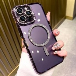 IPhone 15 Plus Luxury Diamond MagSafe Case Purple