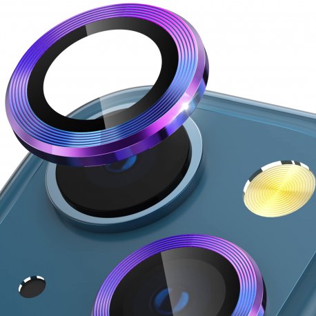 IPhone 13/13 Mini Ring Camera Protective Tempered Glass Glitter Silver