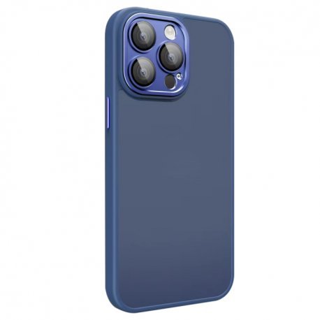 IPhone 14 Pro Electroplated Matte Acrylic Tempered Glass Case Blue