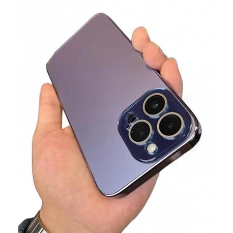 IPhone 15 Electroplated Matte Acrylic Tempered Glass Case Purple