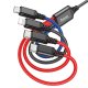 Hoco X76 4 in 1 Type C 2 / Lightning 1/ Micro usb 1 Strong and Durable Charging Cable 1m Black Blue Red
