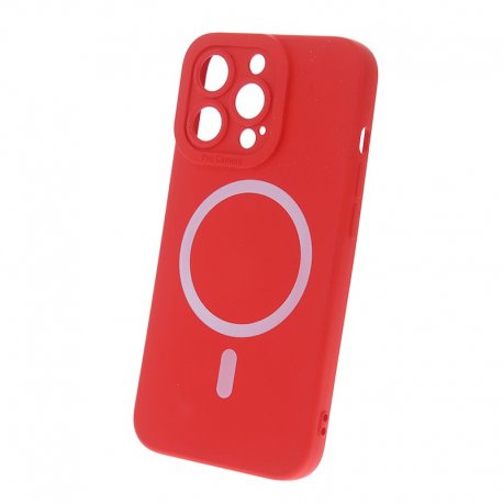 IPhone 14 Pro Max Silicone Case Full Camera Protection With MagSafe Red