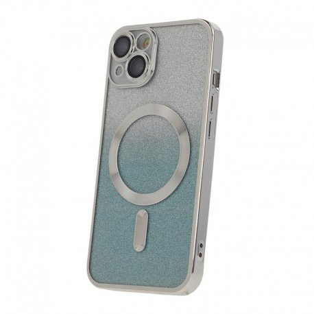 IPhone 13 Glitter Case Full Camera Protection With MagSafe Silver Blue