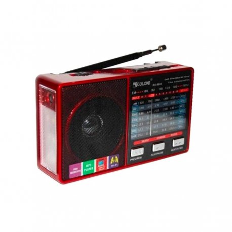 Golon RX-8866BT FM/AM/SW 1-6 8 Bands Radio & LED Torch Red