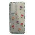 Samsung Galaxy A55 A556 5G Reinforced Edges Soft Cover Case with Glitter and Flowers Design Ttransperant