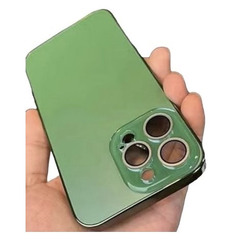 IPhone 14 Electroplated Matte Acrylic Tempered Glass Case Green