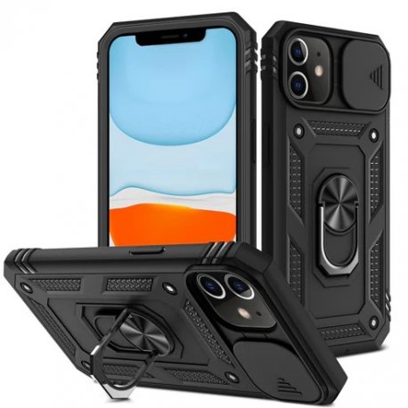 IPhone 11 Finger Ring Kickstand Armor Black