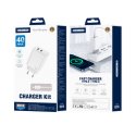 Jellico EU19 Wall Charger Gan PD 40W 2xUSB-C+Cable USB-C-USB-C White