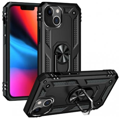IPhone 13 Finger Ring Kickstand Armor Black