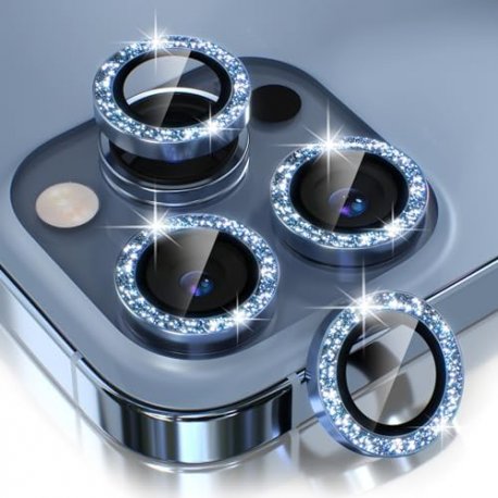 IPhone 16 Pro Ring Camera Protective Tempered Glass Glitter Blue