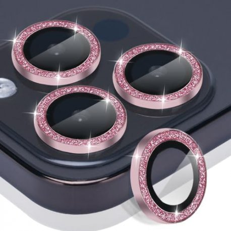IPhone 16 Pro/16 Pro Max Ring Camera Protective Tempered Glass Glitter Pink