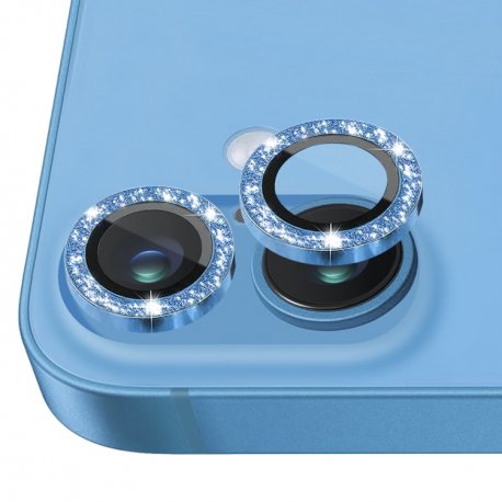 IPhone 16/16 Plus Ring Camera Protective Tempered Glass Glitter Blue