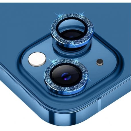 IPhone 16/16 Plus Ring Camera Protective Tempered Glass Glitter Dark Blue