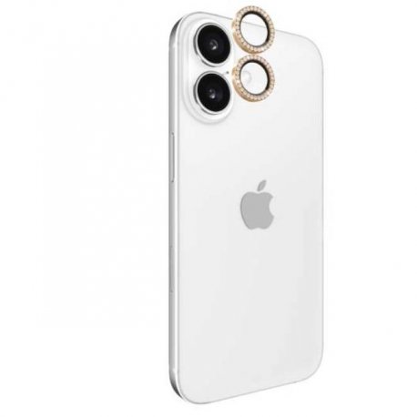 IPhone 16/16 Plus Ring Camera Protective Tempered Glass Glitter Gold