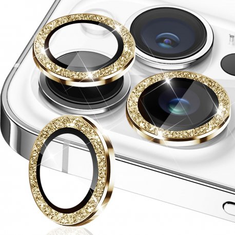 IPhone 16 Pro/16 Pro Max Ring Camera Protective Tempered Glass Glitter Gold