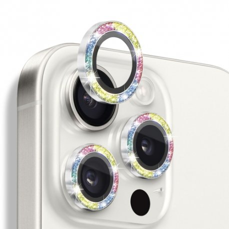 IPhone 16 Pro/16 Pro Max Ring Camera Protective Tempered Glass Glitter Multicolor