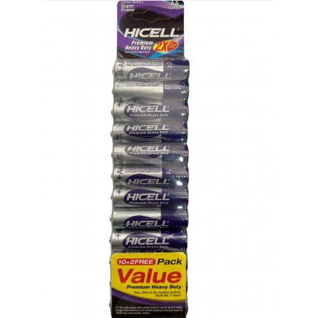 HiCell Premium Heavy Duty Battery AA 10+2 Pack