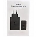 MBaccess Fast Travel Adapter Trio 2xType C+USB A QC PD 65W Black