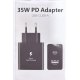 MBaccess Fast Travel Adapter Type-C+USB 35W PD Black