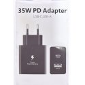 MBaccess Fast Travel Adapter Type-C+USB 35W PD Black
