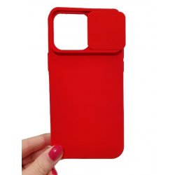 IPhone 14 Silicone Case Sliding Protection Camera Lens Window Red