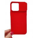 IPhone 14 Silicone Case Sliding Protection Camera Lens Window Red