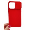 IPhone 14 Silicone Case Sliding Protection Camera Lens Window Red