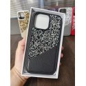 IPhone 15 Plus Leather Skin Silicone Strash Case Black