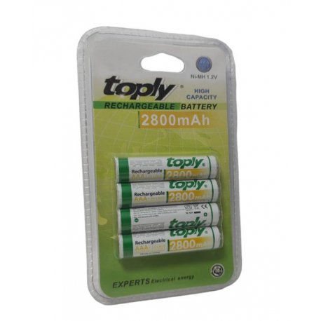 Toply 2800mAh Ni-MH 1.2V AAA Rechargeable Battery 4pcs